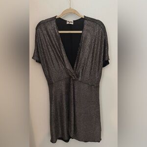 Show Me Your Mumu, Black and Silver Short sleeve, Flowy Top, Size Medium